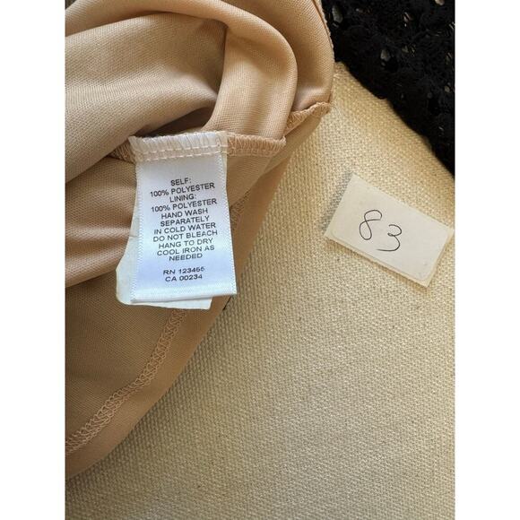 Lord & Taylor Design Lab Dress Size S/P Black Crochet Overlay Tan Lining - Picture 8 of 9